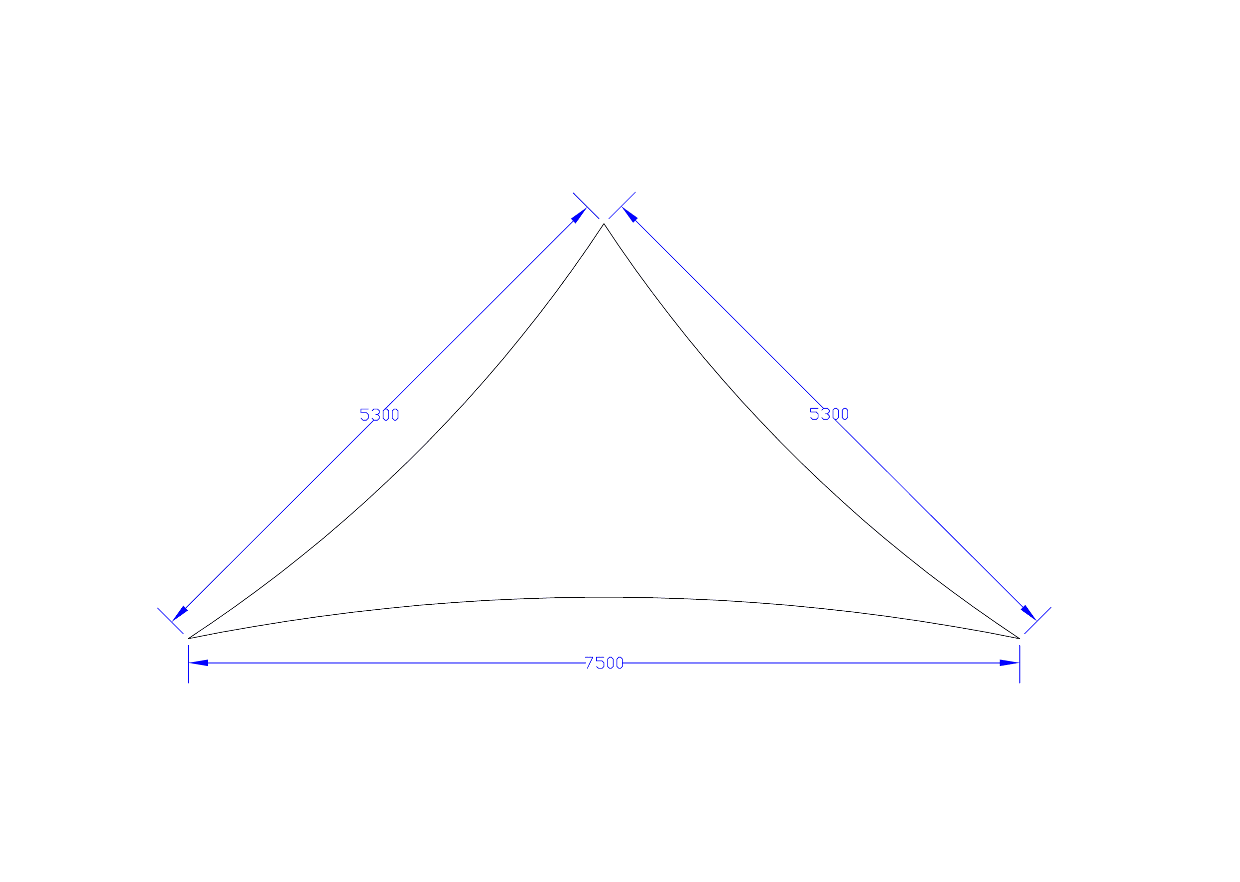 Shade Sail 3-point - Comshade Fabric - Cappuccino - 5.3m x 5.3m x 7.5m