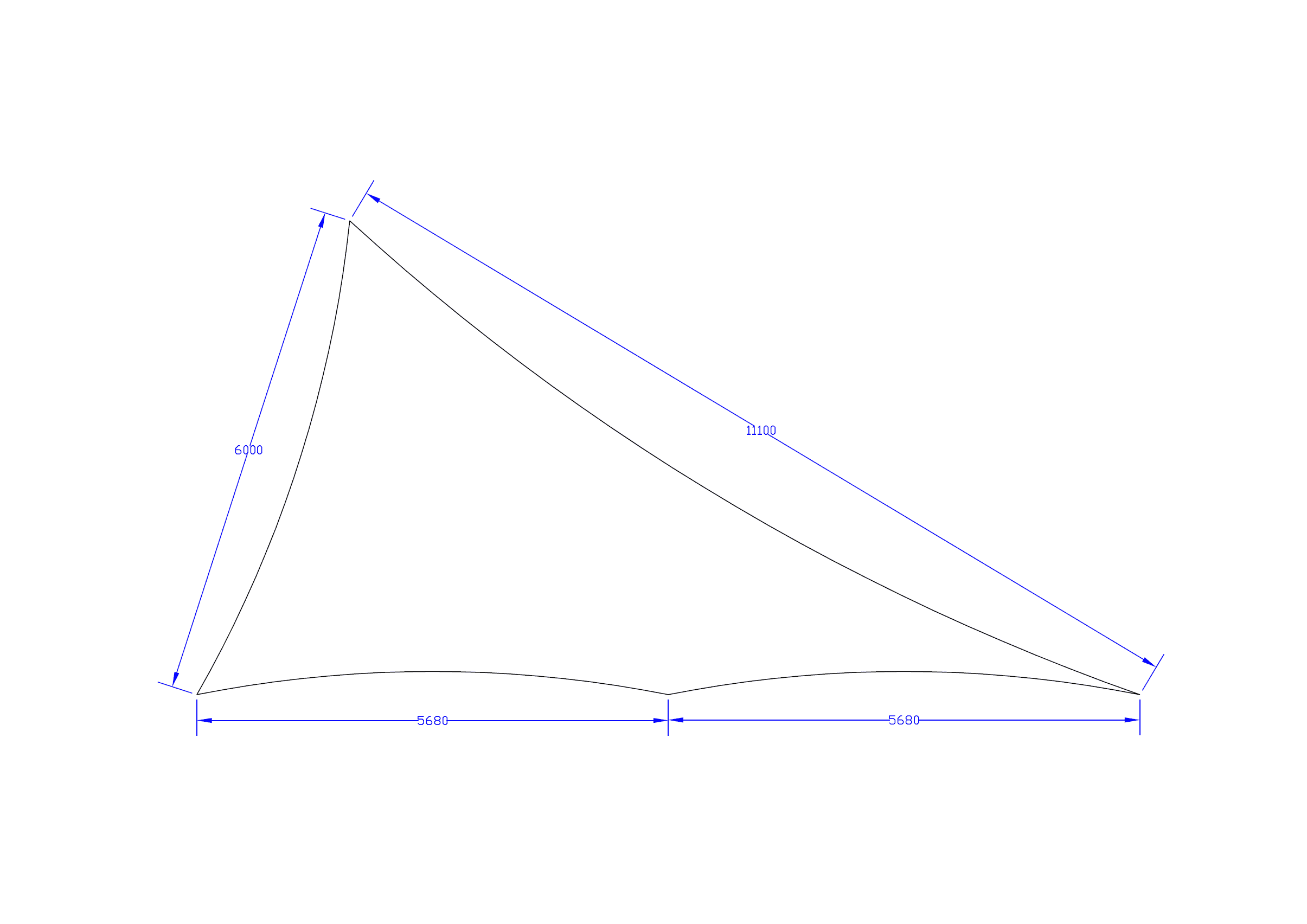 Shade Sail 4-point - Comshade Fabric - Black - 11.1m x 5.68m x 5.68m x 6m