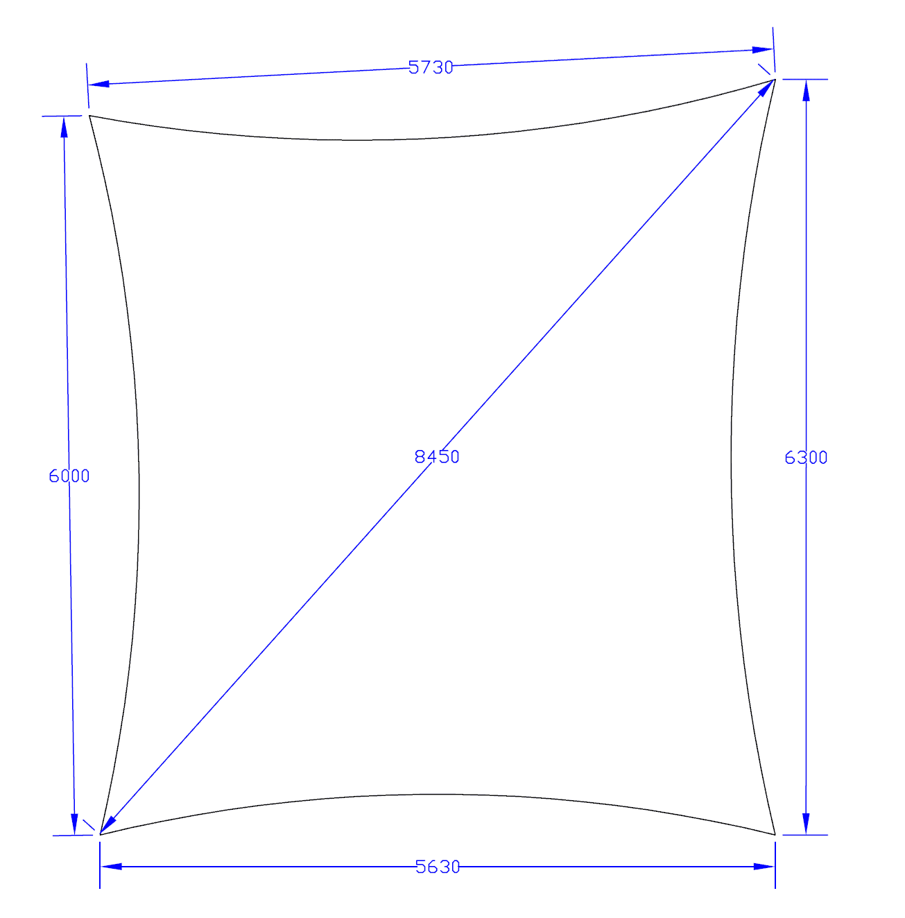 Shade Sail 4-point - Charcoal - 5.73m x 6.3m x 5.63m x 6m