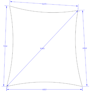 Shade Sail 4-point  - Monotec Fabric - Abaroo - 6.165m x 6.86m x 6.81m x 7.26m