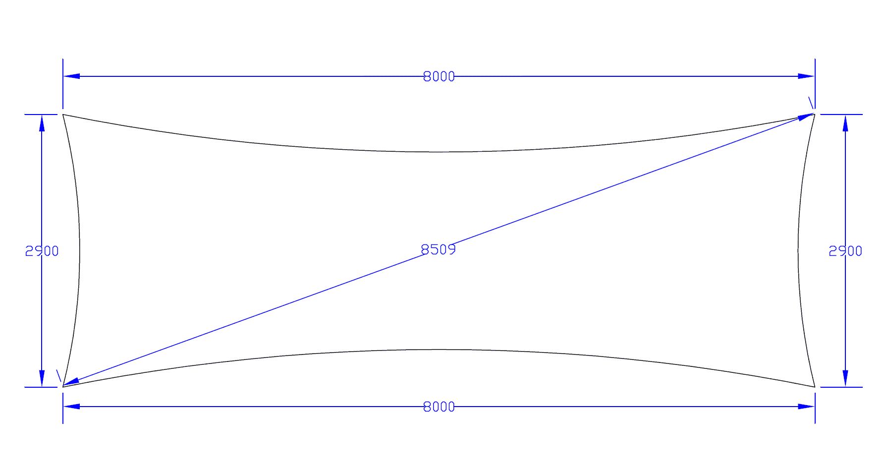 Shade Sail 8m x 2.9m - Comshade: Platinum